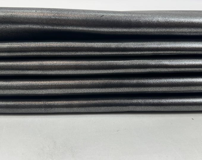 METALLIC LEAD ANTIQUED Italian Goatskin Goat leather pack 2 hides skins total 12sqf 0.9mm #C5778