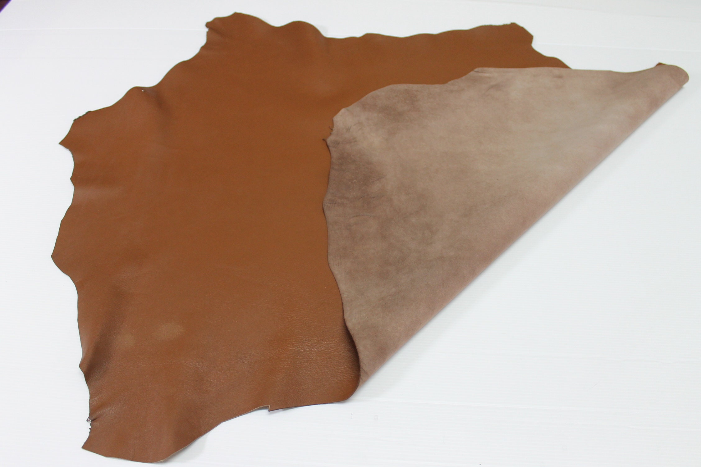 MEDIUM BROWN smooth Italian genuine Lambskin Lamb Sheep leather skins