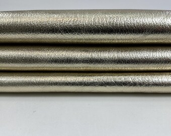 METALLIC LIGHT GOLD Rough Thick Italian Goatskin Goat leather hide hides skin skins 4+sqf 1.3mm #C5015