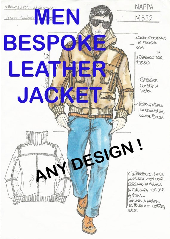 MEN LEATHER JACKET Bespoke Made To Measure made to order Italian handmade  Men genuine leather coat made in Italy custom customized order