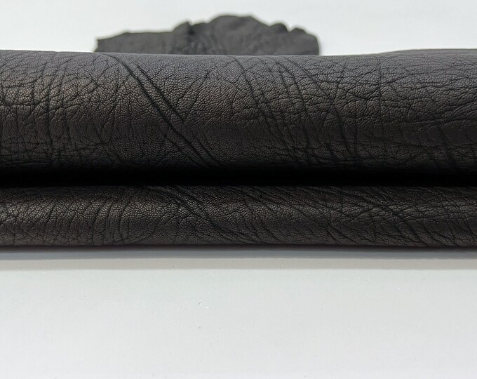 NATURAL BLACK RHINO Grainy Vegetable Tan Thick Italian Goatskin Goat Leather hide hides skin skins 3+sqf 1.8mm #C220