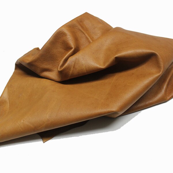 Italian vegetable tan Lambskin leather hide hides skin skins NATURAL SADDLE TAN 5+sqf  #A821