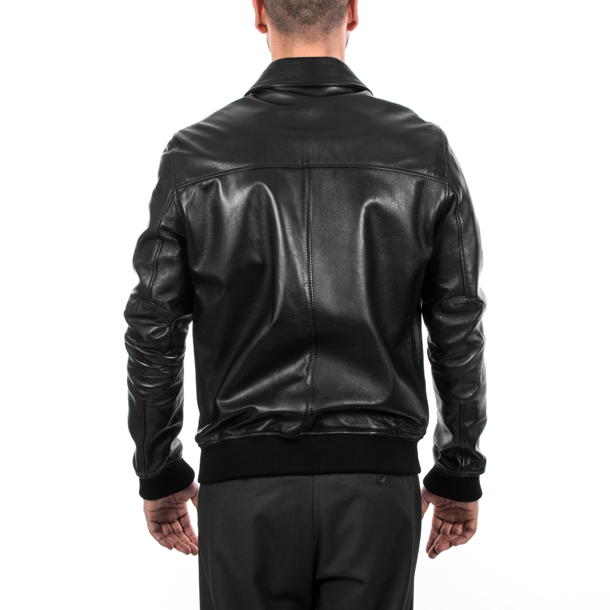 Italian handmade Men soft genuine lambskin Bomber leather jacket color ...