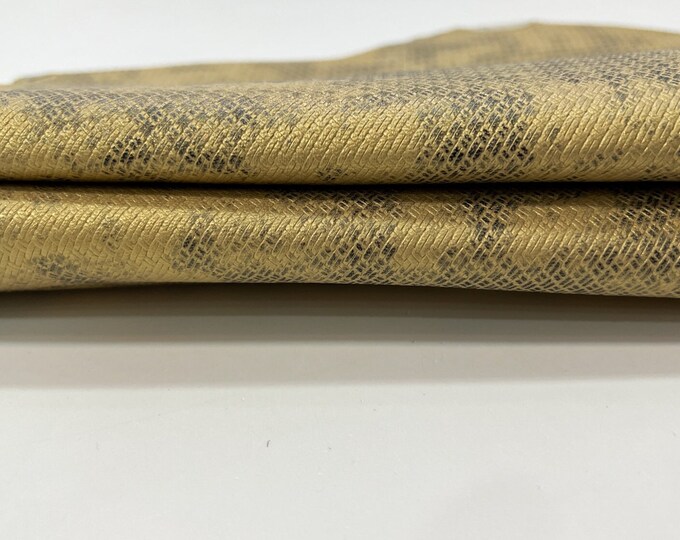 GOLD PEARLIZED Distressed Print Textured On Italian Goatskin Goat Leather hide hides skin skins 2+sqf 1.0mm #C106