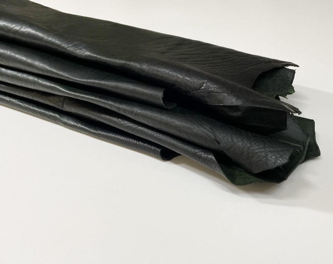 DARK BOTTLE GREEN Bubbly Grainy Vegetable Tan Thick Soft Italian Lambskin Lamb Sheep Leather hides pack 2 skins total 10sqf 0.9mm #B807