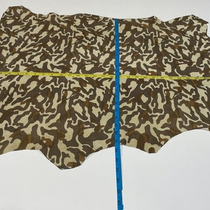 Free FedEx & Duties - BROWN CAMO PRINT On Beige Camouflage Army Thin Soft Italian Lamb Leather skin 6sqf 0.6mm #B2978 image 3