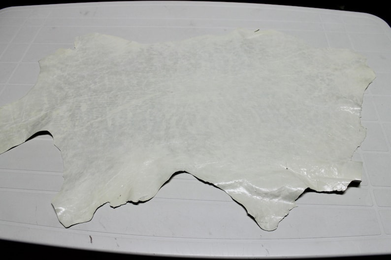 Italian Lambskin leather hides skins hide skin crinkle patent butter cream DISTRESSED LIGHT GREY 5sqf #8008