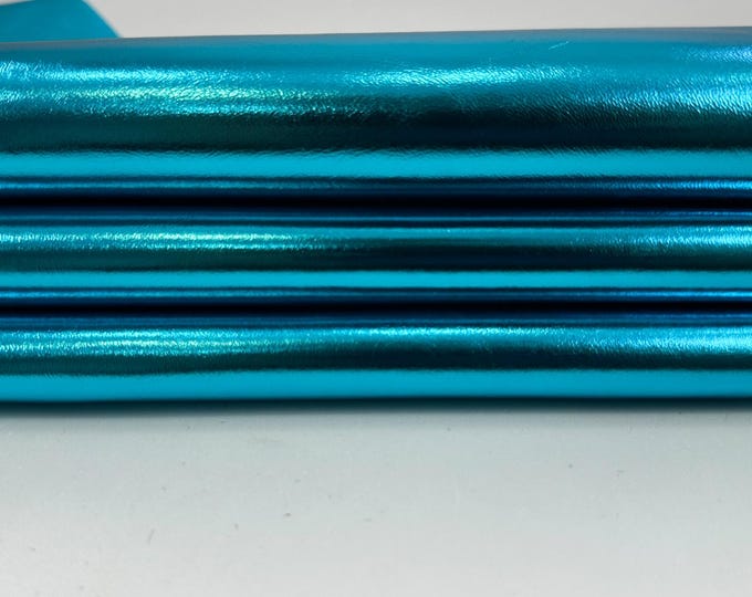 METALLIC TURQUOISE BLUE Soft Italian Lambskin Sheep Lamb leather hide hides skin skins 5+sqf 0.9mm #C5330