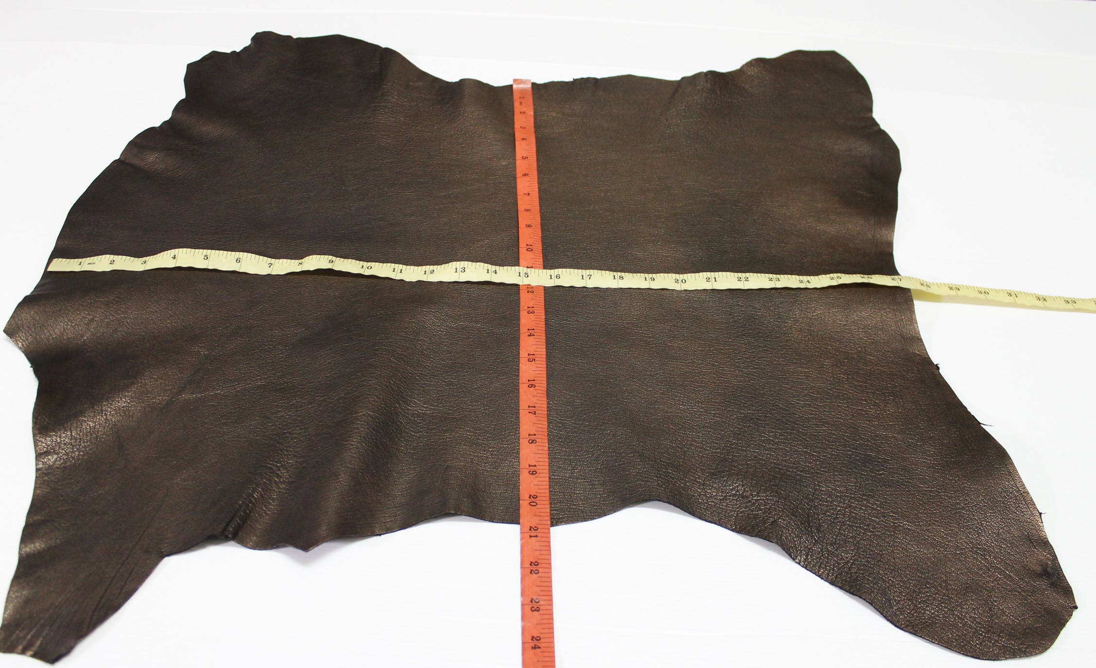 BRONZE ANTIQUED ROUGH genuine Italian Goatskin Goat leather skin hide