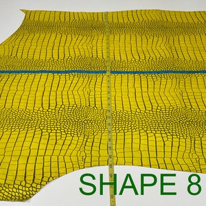 YELLOW CROCODILE TEXTURED Embossed Print On Italian Calfskin Calf Cow Leather hide hides skin skins 1.2mm B2965 image 7