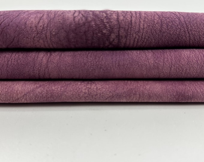PURPLE NUBUCK Rough Stonewash Vintage Used Look Vegetable Tan Thick Soft Italian Goatskin Goat leather hides skin skins 4+sqf 1.4mm #C5323