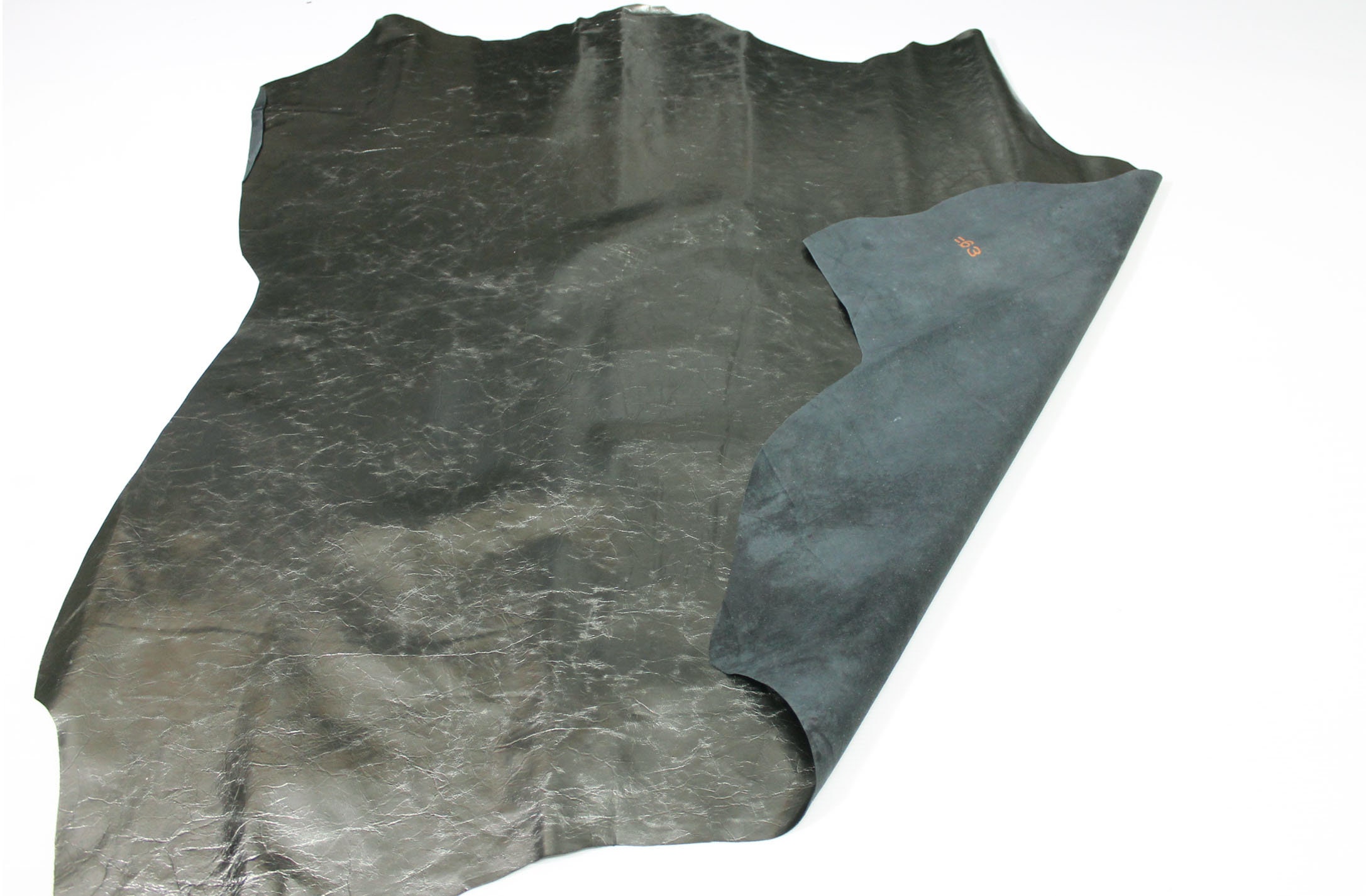 Pewter Metallic Natural Grain Cowhide Leather Skins Genuine