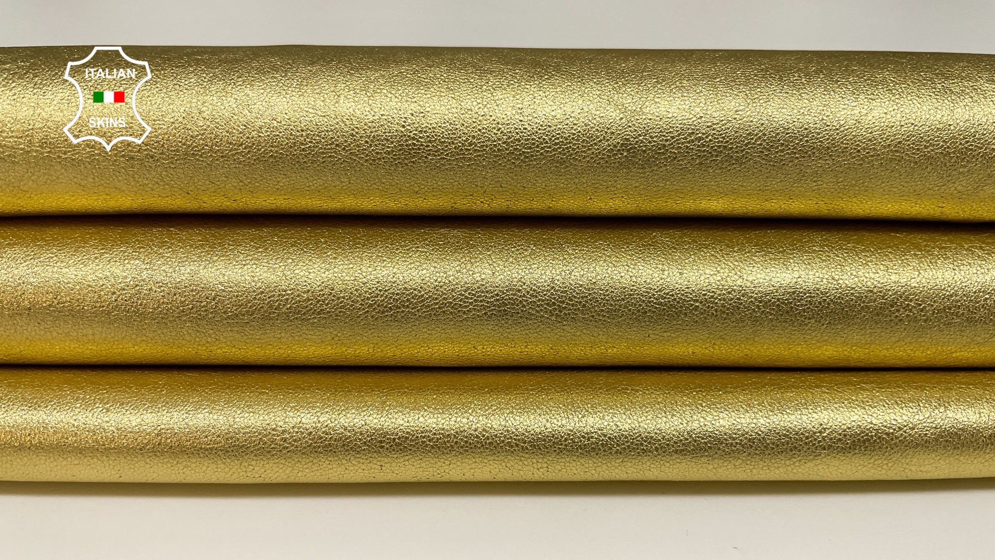 METALLIC GOLD LAMé Italian Lambskin leather 12 skins hides total 75