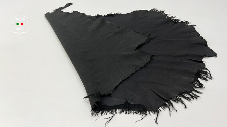 BLACK STRETCH Thin Soft Italian Lambskin Lamb Sheep Leather hide hides skin skins 6sqf 0.6mm B9952 image 3