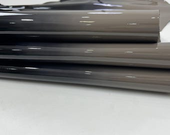 Delivered Duty Paid-PATENT BLACK FOGGY Distressed Taupe Beige Shiny Glossy Strong Italian Calf Cow Leather skin 9+sqf 1.0mm #C1191