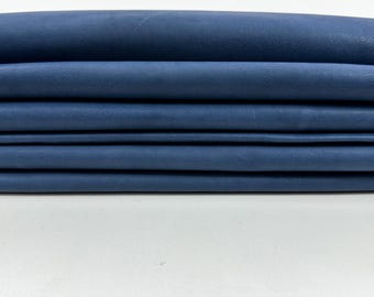 BLUE VEGETABLE TAN Vintage Look Thick Italian Lambskin Sheep Lamb leather pack 5 hides skins total 20+sqf 1.2mm #C5030