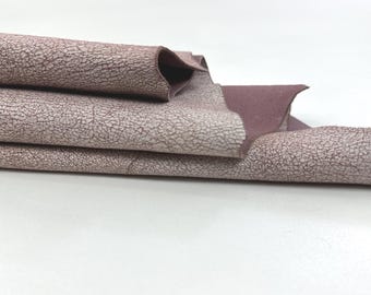 WHITE CRACKED On RAISIN Vegetable Tan Soft Italian Goatskin Goat leather hide hides skin skins 4+sqf 0.9mm #C5570