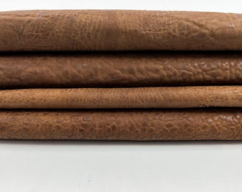 WASHED BROWN GRAINY Rustic Look Vegetable Tan Thick Italian Lambskin Sheep Lamb leather pack 2 hides skins total 10sqf 1.7mm #C5049