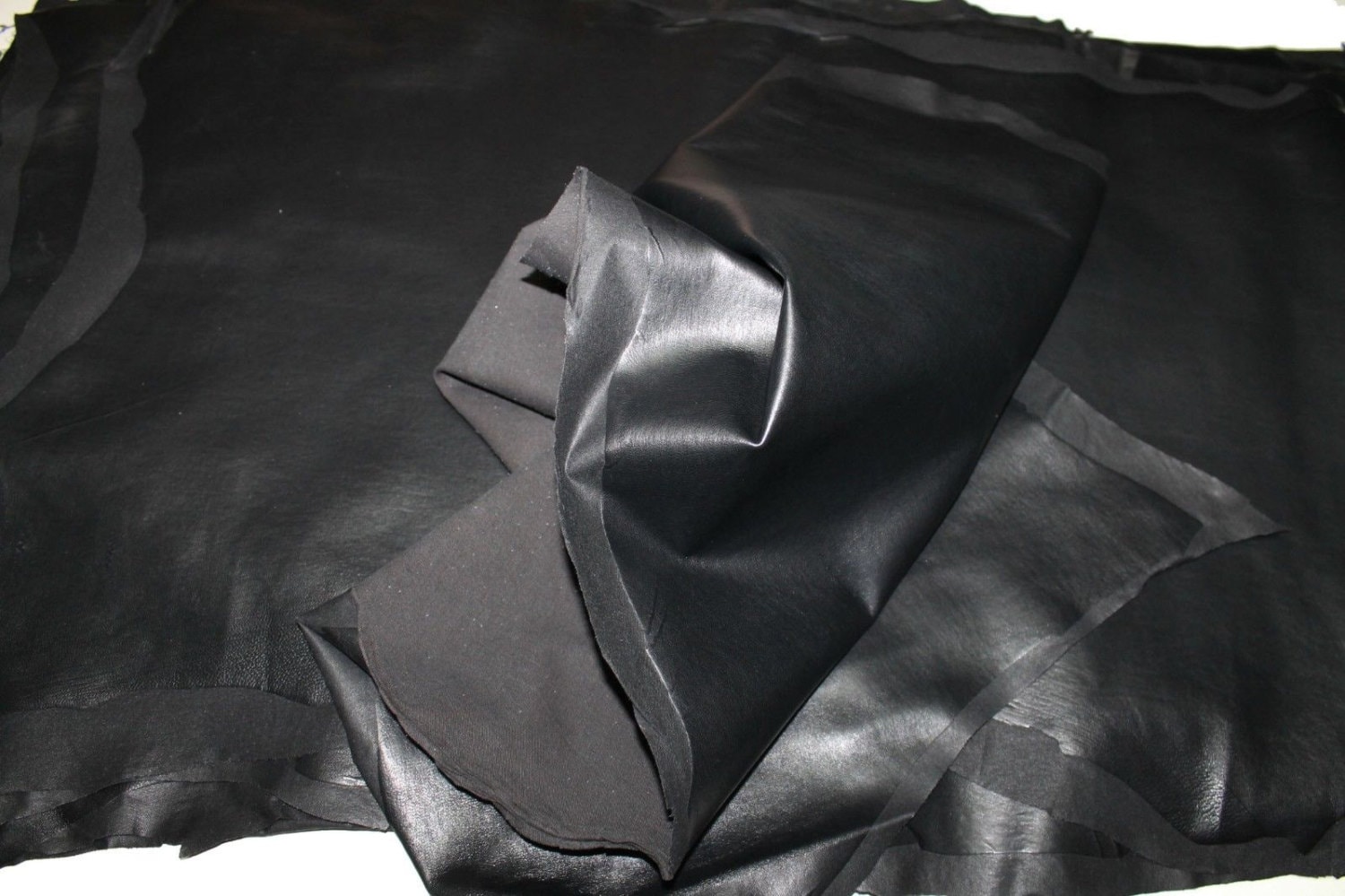 Italian lambskin leather skin hide soft STRETCH BLACK 3sqf
