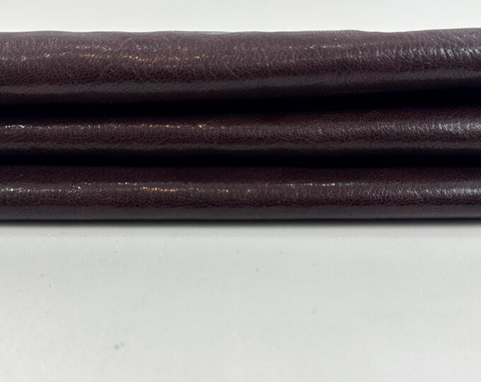 MAROON ANTIQUED RUSTIC Look Shiny Vegetable Tan Thick Italian Goatskin Goat Leather hide hides skin skins 4sqf 1.1mm #C4906