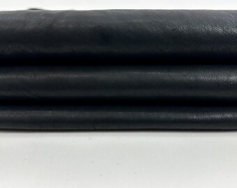 WASHED BLACK ANTIQUED Rustic Look Vegetable Tan Thick Soft Italian Lambskin Sheep Lamb leather hide hides skin skins 5+sqf 1.2mm #C5136