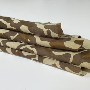 Free FedEx & Duties - BROWN CAMO PRINT On Beige Camouflage Army Thin Soft Italian Lamb Leather skin 6sqf 0.6mm #B2978 image 8