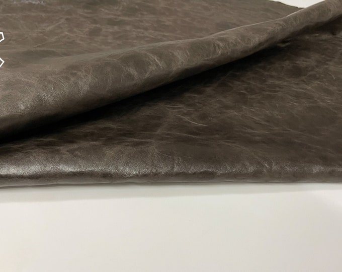 DARK BROWN CRINKLED antiqued vintage look vegetable tan soft Italian Lambskin Lamb Sheep leather skin hide hides skins 7sqf 0.7mm #A9102
