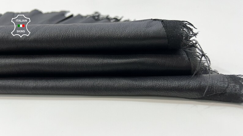 BLACK STRETCH Thin Soft Italian Lambskin Lamb Sheep Leather hide hides skin skins 6sqf 0.6mm B9952 image 7