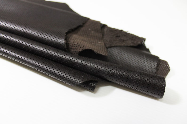 DARK BROWN PINHOLES Perforated soft Italian Lambskin Lamb Sheep Leather skin hide 7sqf 0.5mm #A5037