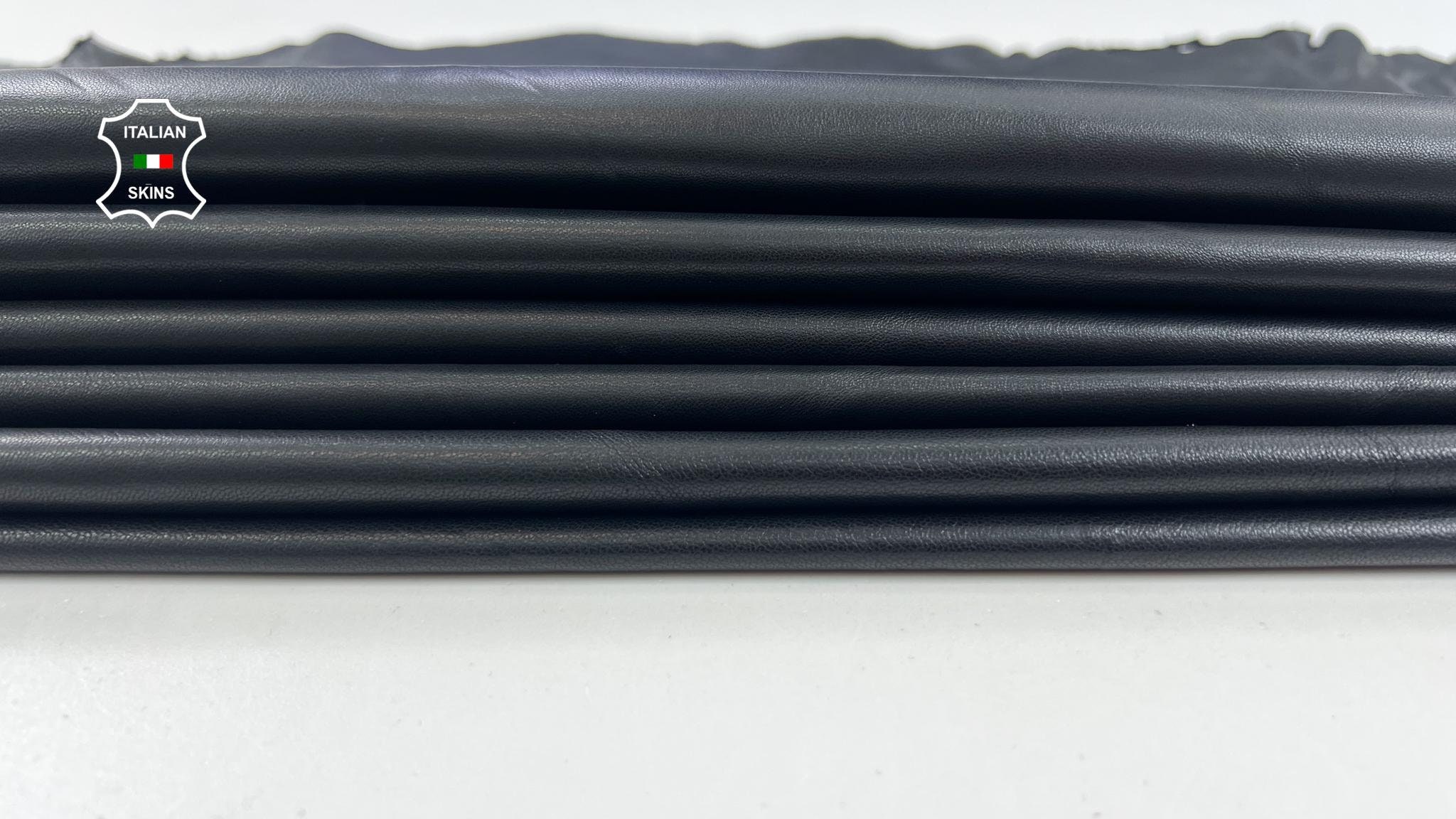 JET BLACK Soft Italian Lambskin Sheep Lamb Leather Pack 6