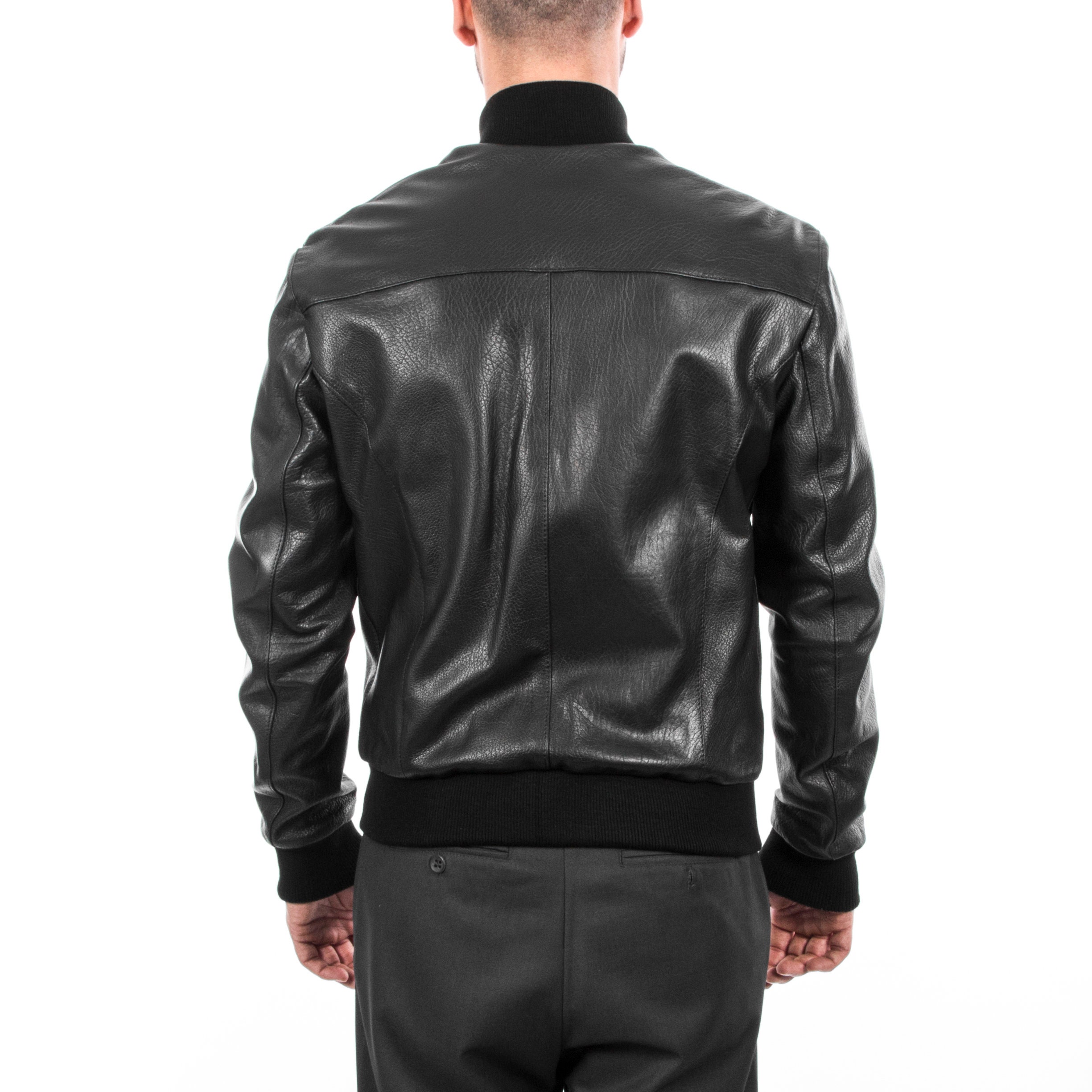 Italian handmade Men soft genuine Goatskin Bomber leather jacket color ...