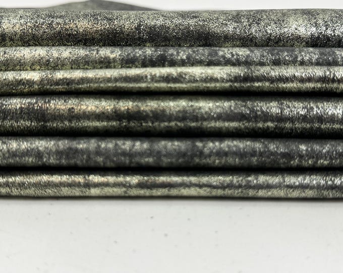 METALLIC LIGHT GOLD Platinum Washed Antiqued Thin Soft Italian Lambskin Sheep Lamb Leather pack 7 hides skins total 42sqf 0.5mm #C5940