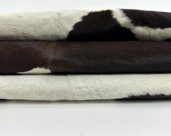 IVORY & BROWN HAIR On Italian Calfskin Calf Cow Baby Buff leather hide hides skin skins 9sqf 0.9mm #C5117