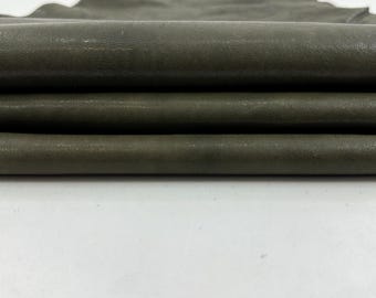 WASHED OLIVE GREEN Rustic Look Vegetable Tan Soft Italian Lambskin Sheep Lamb leather hide hides skin skins 5+sqf 0.8mm #C5047