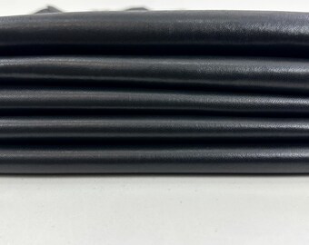 JET BLACK Thin Soft Italian Lambskin Sheep Lamb leather pack 5 hides skins total 28+sqf 0.5mm #C5131