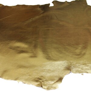 METALLIC PURE GOLD Italian genuine real lambskin lamb sheep leather for sewing skin skins hide hides 0.7mm 5-9sqf CA2 image 4