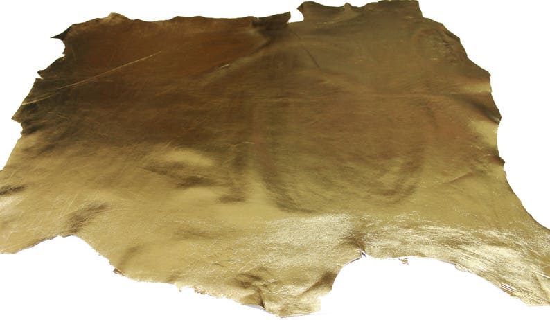 METALLIC PURE GOLD Italian genuine real lambskin lamb sheep leather for sewing skin skins hide hides 0.7mm 5-9sqf CA2 image 4