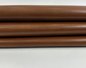 SADDLE TAN BROWN Italian Calfskin Calf Cow Baby Buff leather hide hides skin skins 6sqf 0.8mm #C5000
