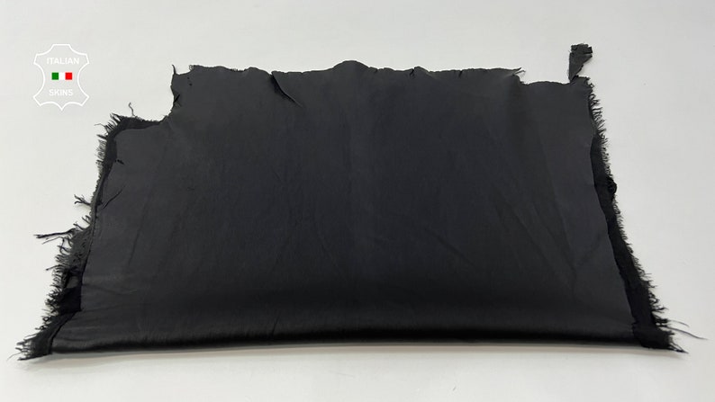 BLACK STRETCH Thin Soft Italian Lambskin Lamb Sheep Leather hide hides skin skins 6sqf 0.6mm B9952 image 6