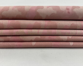 PINK CAMOUFLAGE Laser Engraved Vintage Used Look Soft Italian Goatskin Goat leather pack 2 hides skins total 5sqf 0.7mm #C5686