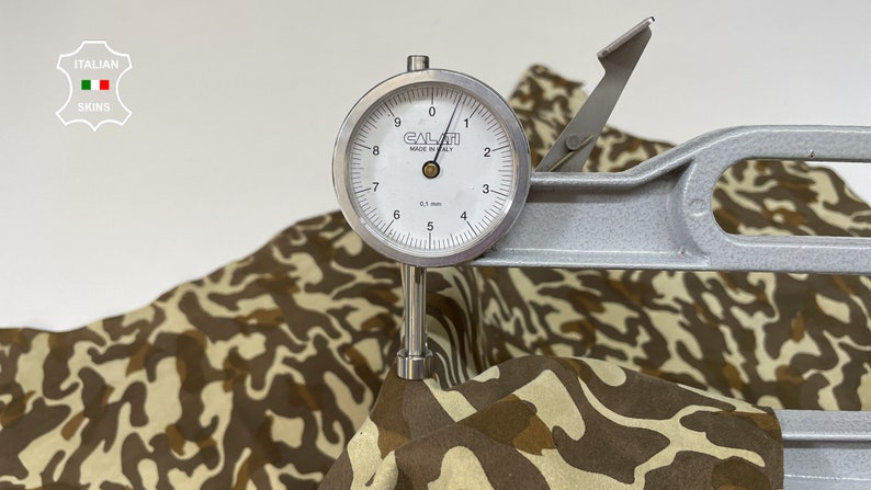 Free FedEx & Duties - BROWN CAMO PRINT On Beige Camouflage Army Thin Soft Italian Lamb Leather skin 6sqf 0.6mm #B2978 image 4