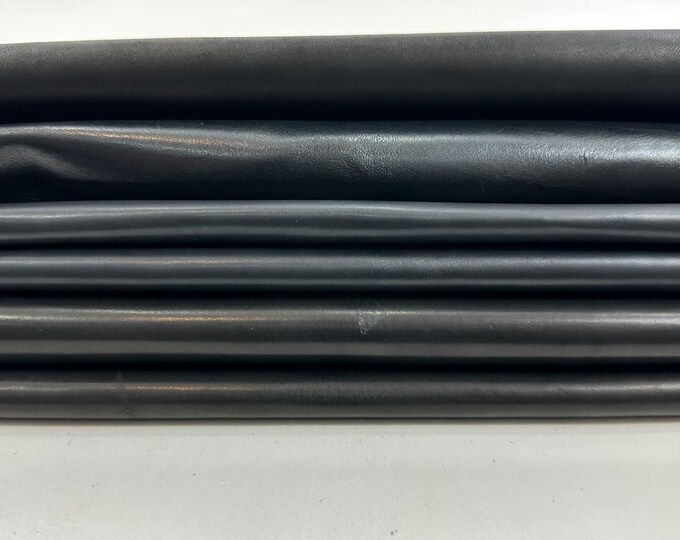 4 SHADES BLACK Economic Quality Selection Thick Italian Calfskin Calf Cow Baby Buff leather pack 4 hides skins total 20+sqf 1.1mm #C5072