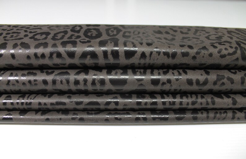 DARK BROWN LEOPARD print Italian Lambskin Lamb Sheep leather material for sewing skin hide skins hides 5-8sqf 0.7mm