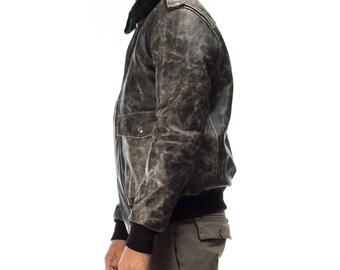 Italian Handmade Men Genuine Lamb Leather Aviator Bomber