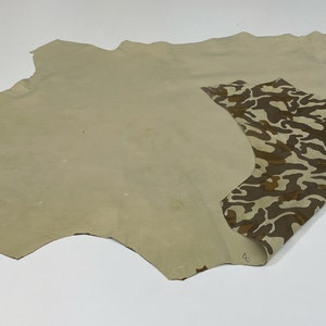 Free FedEx & Duties - BROWN CAMO PRINT On Beige Camouflage Army Thin Soft Italian Lamb Leather skin 6sqf 0.6mm #B2978 image 6