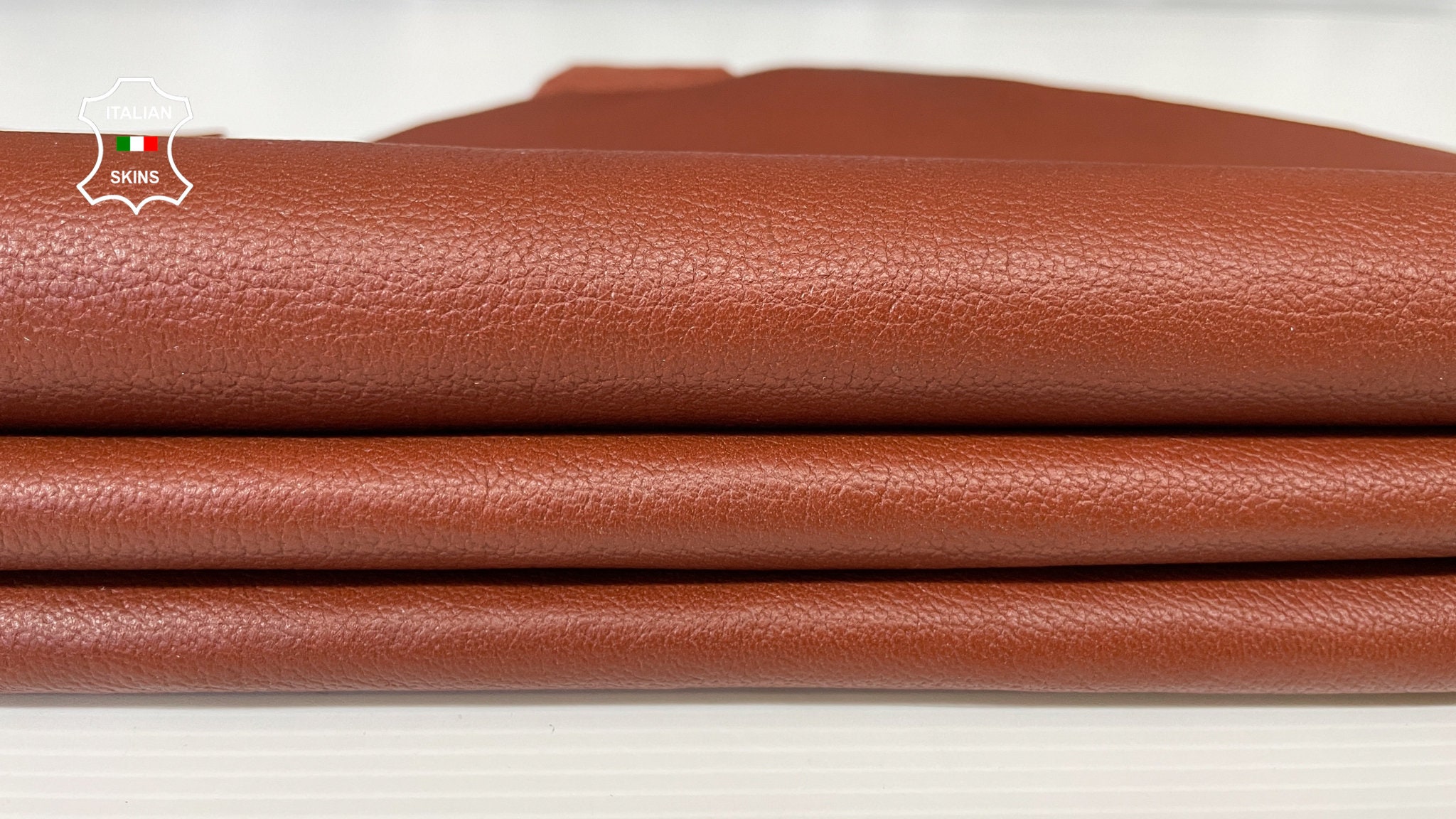 RUST BROWN Pebble grain grainy Italian Calfskin Calf leather skin hide skins  hides 8 sqf 0.7mm #A7859