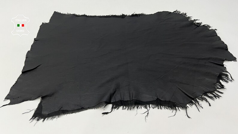 BLACK STRETCH Thin Soft Italian Lambskin Lamb Sheep Leather hide hides skin skins 6sqf 0.6mm B9952 image 2