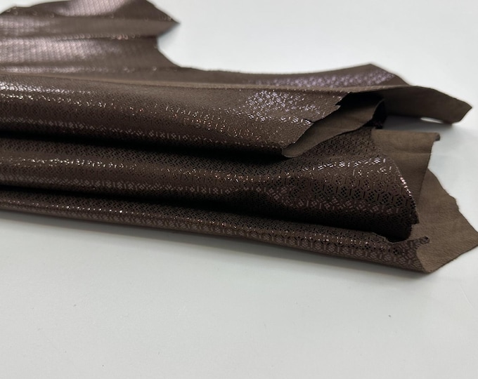 METALLIC BROWN HONEYCOMB Print On Soft Italian Goatskin Goat Leather hide hides skin skins 3+sqf 0.8mm #C3026
