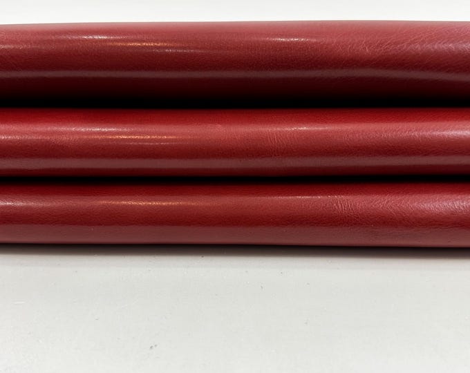 BRIC RED SHINY Semi Gloss Strong Italian Calfskin Calf Cow Baby Buff leather hide hides skin skins 7+sqf 1.0mm #C5058