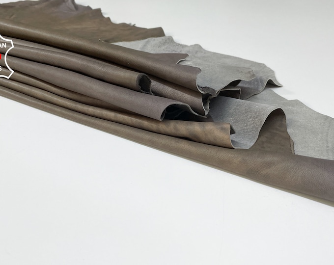 TAUPE BROWN DISTRESSED Vintage Look Soft Italian Lambskin Lamb Sheep Leather hides pack 6 skins total 40sqf 0.7mm #B720
